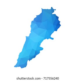 Map of Lebanon - Blue Geometric Rumpled Triangular , Polygonal Design For Your . Vector illustration eps 10.
