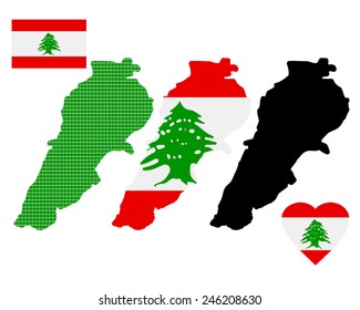 map of Lebanon and the different types of characters on a white background 
