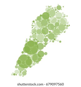 map of lebanon filled with circles of different sizes and shades of color isolated on white background