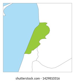 Map of Lebanon green highlighted with neighbor countries.