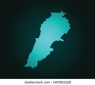 Map of Lebanon green vector isolated on dark background. High detailed green vector map, Lebanon symbol for your web site design map - Vector illustration eps 10.