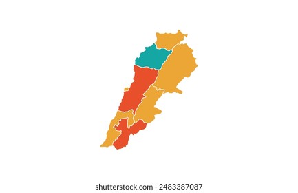 Map of Lebanon isolated modern colorful style. for website layouts, background, education, precise, customizable, Travel worldwide, map silhouette backdrop, earth geography, political, reports. 