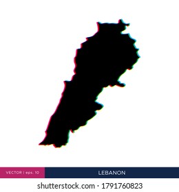 Mapa del Líbano en estilo multicolor en la plantilla de diseño de vectores fronterizos