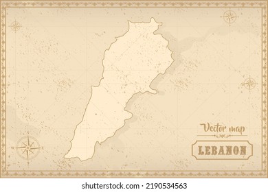 Map of Lebanon in the old style, brown graphics in retro fantasy style