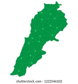 Map of Lebanon from Polygonal wire frame low poly mesh,Lebanon map Vector Illustration EPS10.