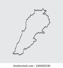 Map of Lebanon with shadow on gray background.eps10