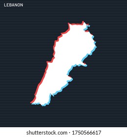 Map of Lebanon Vector Design Template On Dark Background.
