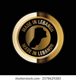 Map of Lebanon. Vector illustration. Logo, Icon, and Symbol. Lebanon map gold seal. 