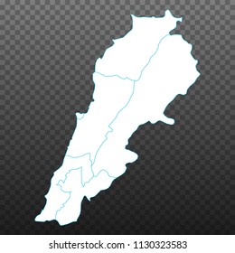Map of Lebanon. Vector illustration on transparent background. Items are placed on separate layers and editable. Vector illustration eps 10.