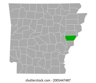 Karte von Lee in Arkansas auf Weiß