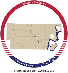 Map of Lee County in Arkansas, USA arranged in a circle.