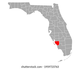 Map of Lee in Florida on white