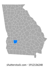 Mapa de Lee en Georgia en blanco