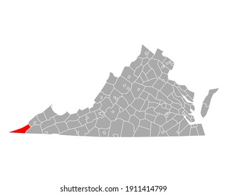 Map of Lee in Virginia on white