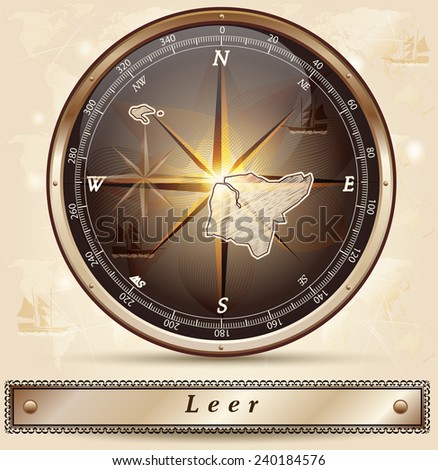 Map of Leer with borders in bronze