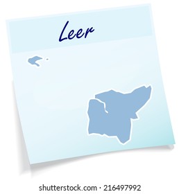 Map of Leer as sticky note in blue