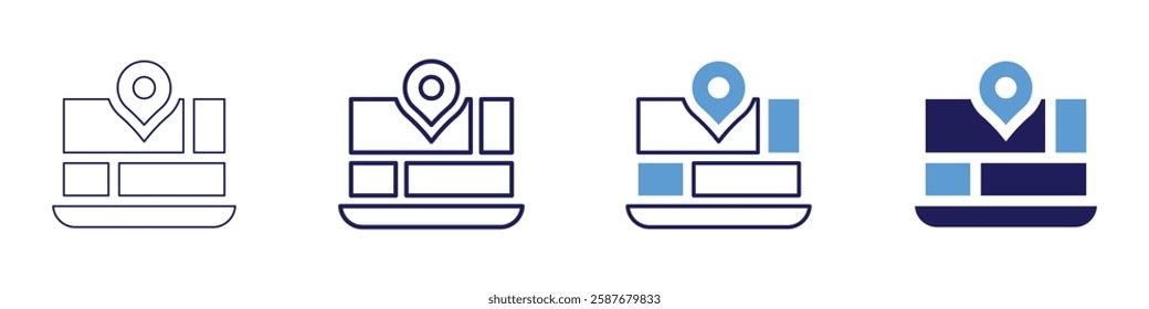 Map legend icon in 4 different styles. Thin Line, Line, Bold Line, Duotone. Duotone style. Editable stroke.