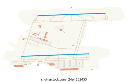 Map of LeipzigHalle Airport (Germany). IATA-code: LEJ. Airport diagram with runways, taxiways, apron, parking areas and buildings. Map Data from OpenStreetMap.