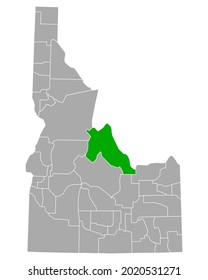 Map of Lemhi in Idaho on white