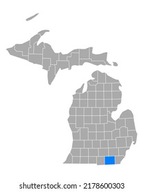 Map of Lenawee in Michigan on white