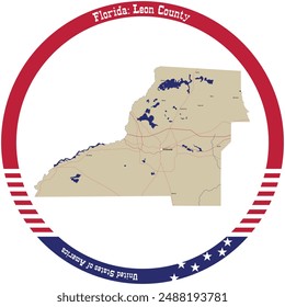 Map of Leon County in Florida, USA arranged in a circle.