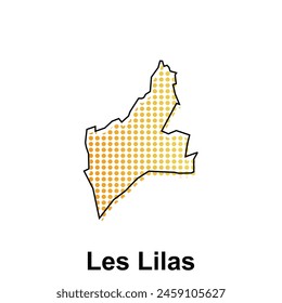 Map of Les Lilas City with gradient color, dot technology style illustration design template, suitable for your company