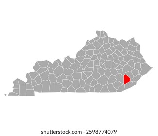 Map of Leslie in Kentucky on white