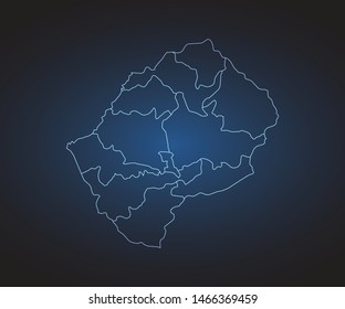 Map of Lesotho - Abstract mash line and point scales on circuit dark background. symbol for your web site design map logo, app, ui,Travel. Vector illustration eps 10.