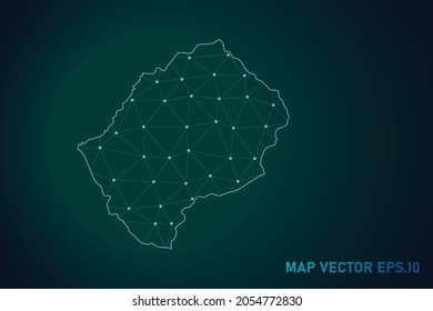 Map of lesotho - Abstract mash line and point scales on dark gradient background. Wire Frame 3D mesh polygonal network line, design sphere, dot and structure. Vector illustration eps 10.
