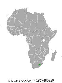 Map of Lesotho in Africa on white