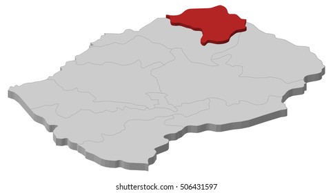 Map - Lesotho, Butha-Buthe - 3D-Illustration