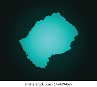 Map of Lesotho green vector isolated on dark background. High detailed green vector map, Lesotho symbol for your web site design map - Vector illustration eps 10.