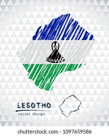 Map of Lesotho with hand drawn sketch pen map inside. Vector illustration