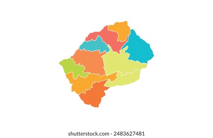Map of Lesotho isolated modern colorful style. for website layouts, background, education, precise, customizable, Travel worldwide, map silhouette backdrop, earth geography, political, reports. 