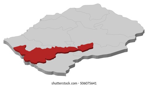 Map - Lesotho, Mohale's Hoek - 3D-Illustration