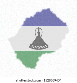 Map of Lesotho. Mosaic style map with flag of Lesotho. Popular vector illustration.