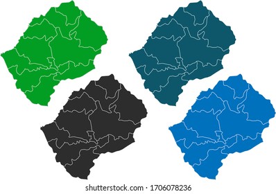 map of lesotho. original map.variety of colors on white background. Vector illustration eps 10.