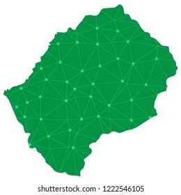 Map of Lesotho from Polygonal wire frame low poly mesh,Lesotho map Vector Illustration EPS10.