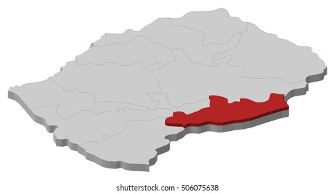 Map - Lesotho, Qacha's Nek - 3D-Illustration