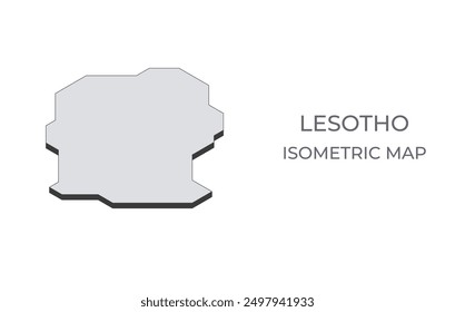 Map of the Lesotho in simple isometric form. Illustration of isometric map of the country.