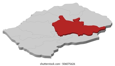 Map - Lesotho, Thaba-Tseka - 3D-Illustration