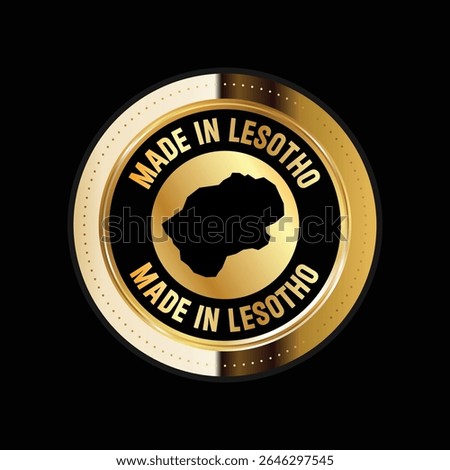 Map of Lesotho. Vector illustration. Logo, Icon, and Symbol. Lesotho map gold seal. 