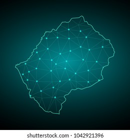 Map of Lesotho. Wire frame 3D mesh polygonal network line, design sphere, dot and structure. communications map of Lesotho. Vector Illustration EPS10.