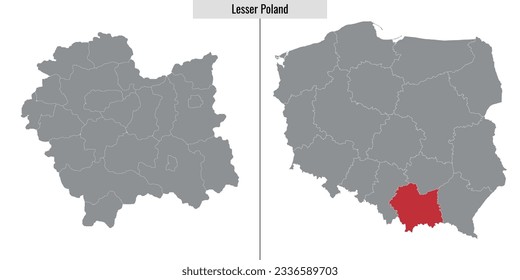 map of Lesser Poland voivodship province of Poland and location on Polish map