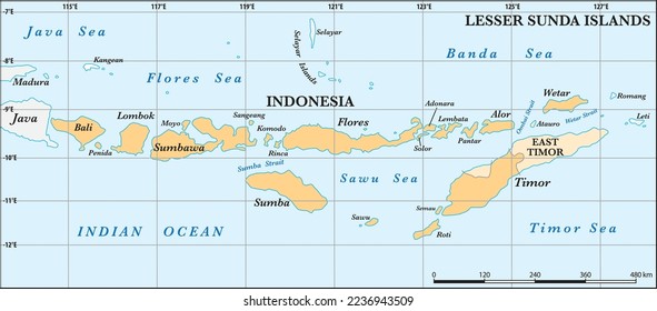 Map of the Lesser Sunda Islands in the Malay Archipelago