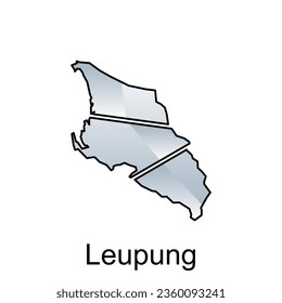 mapa del diseño del logo de la ciudad de Leupung, ilustración de la idea estilo de diseño de vector plano. aislado en fondo blanco