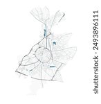 Map of Leuven, Belgium. Detailed city vector map, metropolitan area. Streetmap with roads.