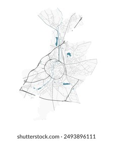 Map of Leuven, Belgium. Detailed city vector map, metropolitan area. Streetmap with roads.