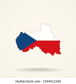 Map Liberec Region (Czech Republic) in Czech Republic flag colors, editable vector. 