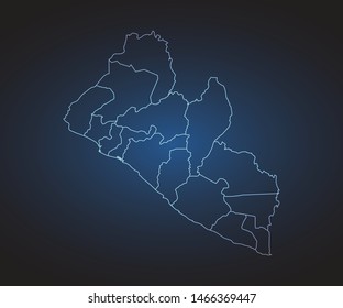 Map of Liberia - Abstract mash line and point scales on circuit dark background. symbol for your web site design map logo, app, ui,Travel. Vector illustration eps 10.